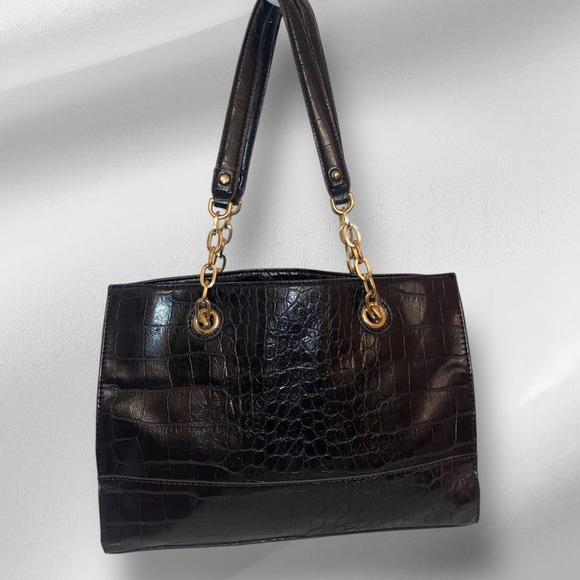 Anne Klein Black Croc-Embossed Women's Bag Made with High Quality Materials - Picture 3 of 5